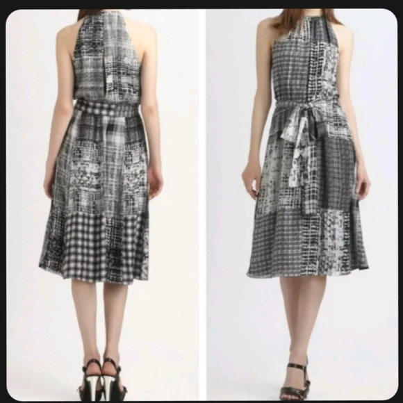 L'agence Patchwork Silk Belted Dress - Picture 1 of 11
